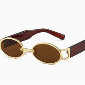Gold Frame Sunglasses with Brown Lenses and Brown Temples